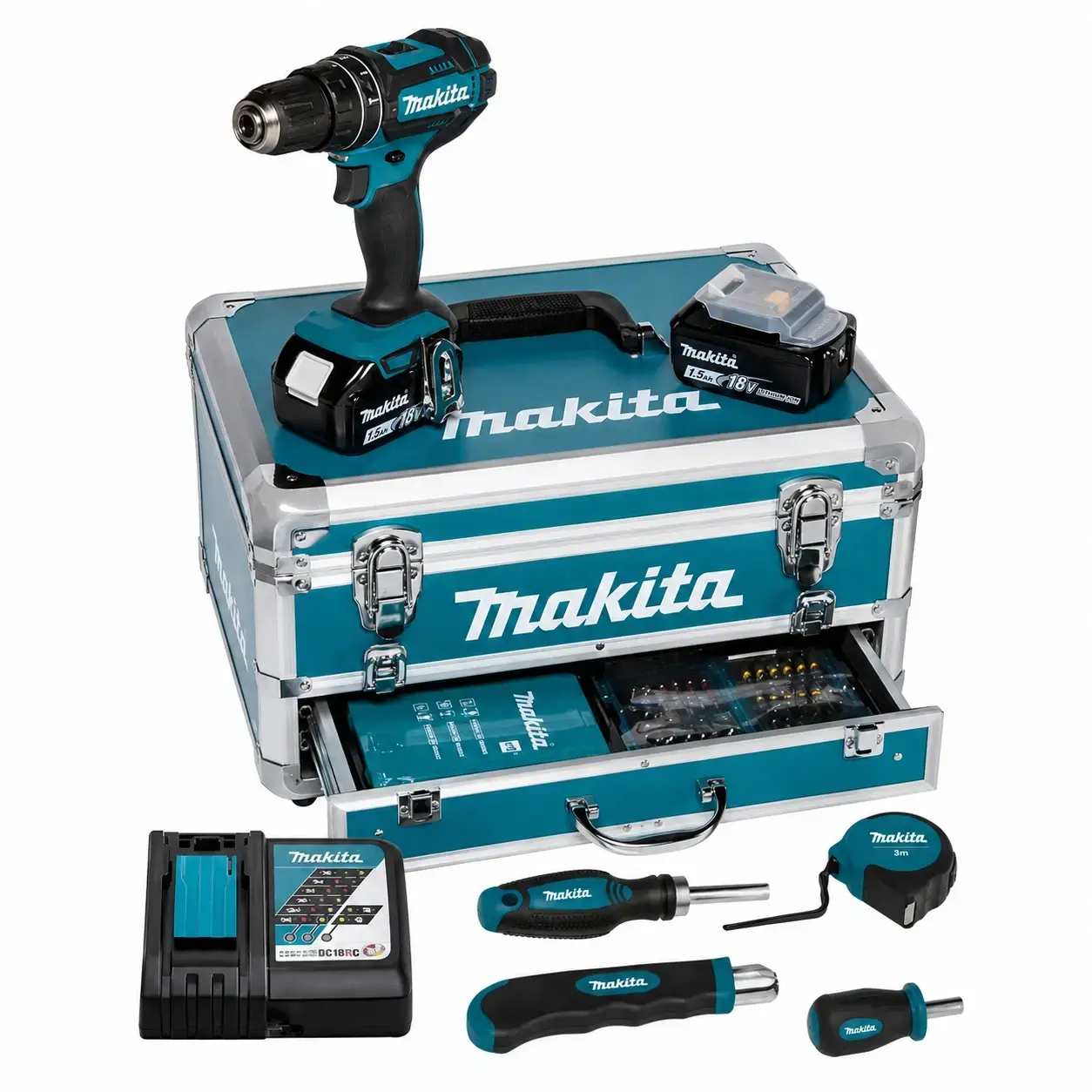Makita DHP482RFX9 Darbeli Matkap Full Set
