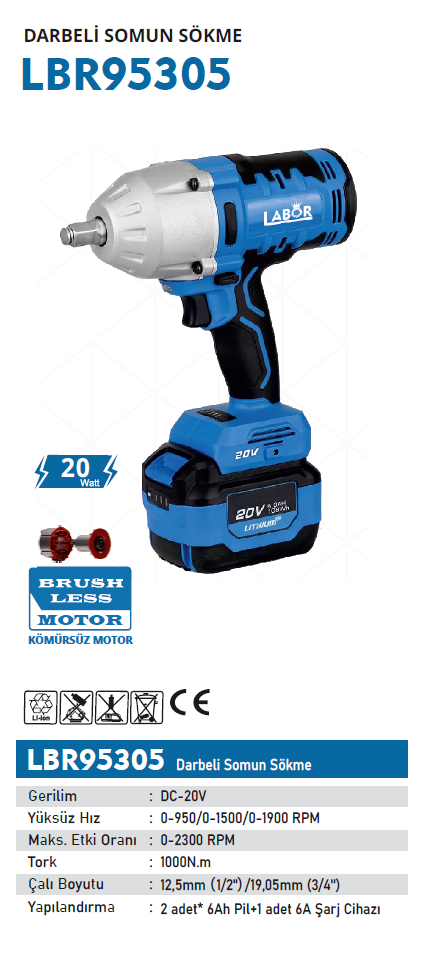 Labor LBR95305 Darbeli Somun Sıkma Makinesi