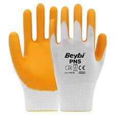 Beybi Nitril Eldiven Sarı Beyaz PN5