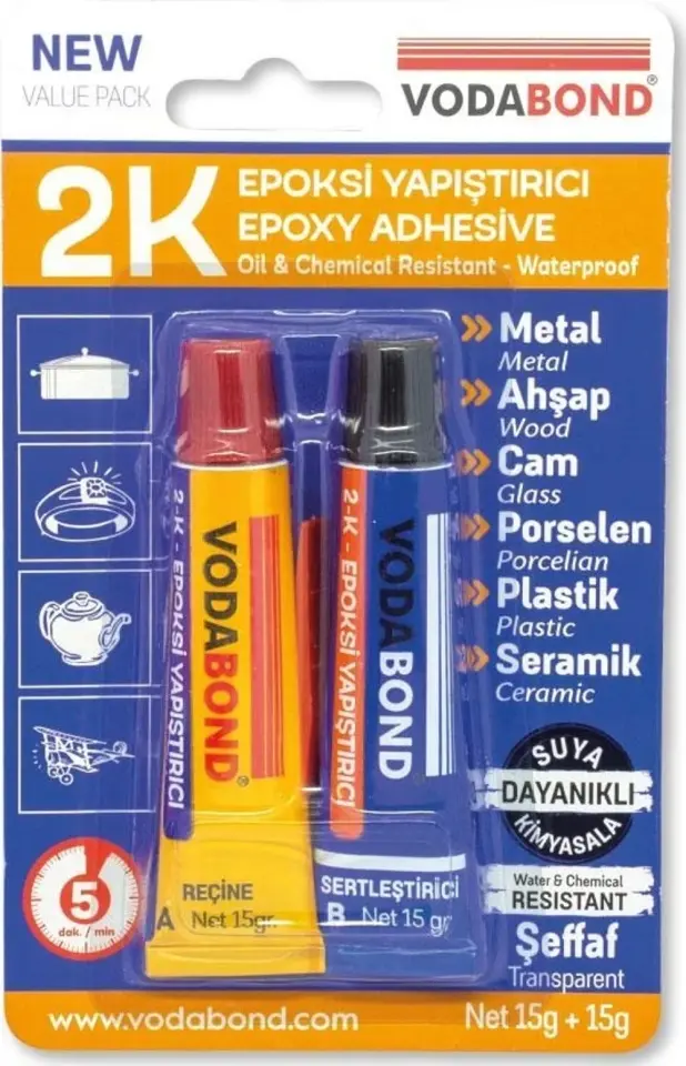 Vodabond Çok Amaçlı Plastik Epoksisi 15+15 ml