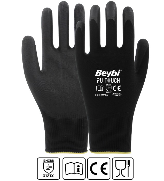 Beybi PU TOUCH Polyester Kaplı Eldiven