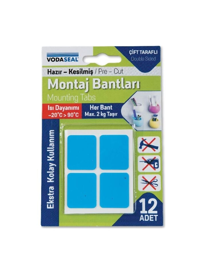 Vodaseal Hazır Kesilmiş VHB Montaj Bandı Beyaz 25mm x 30mm