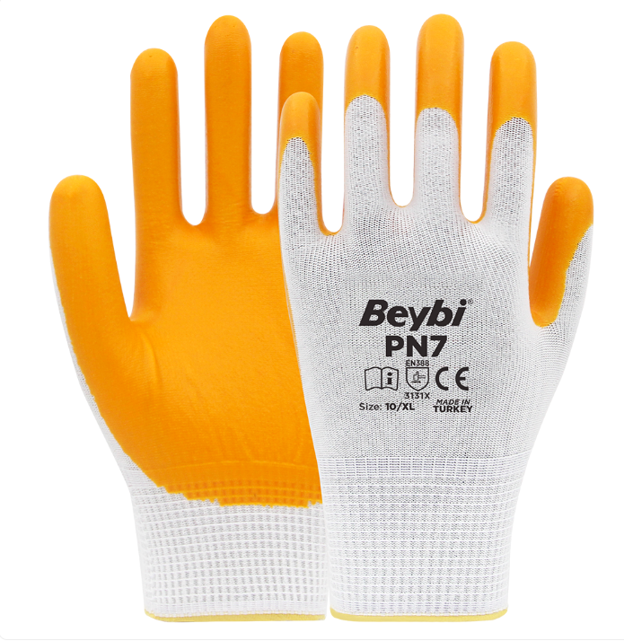 Beybi Polyester Örme Nitril Eldiven PN7