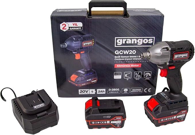 Grangos GCW20-T2 20V 2 Ah Çift Akülü Somun Sıkma Sökme