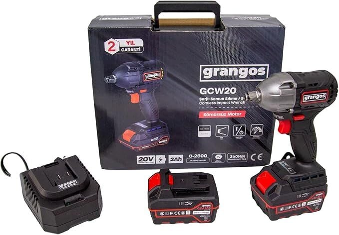 Grangos GCW20-T2 20V 2 Ah Çift Akülü Somun Sıkma Sökme