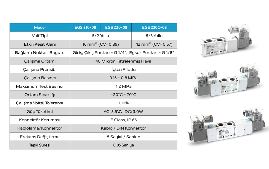 Goldstone EGS210-08-DC24V 1/4''-5/2 Bobin Yay Valf