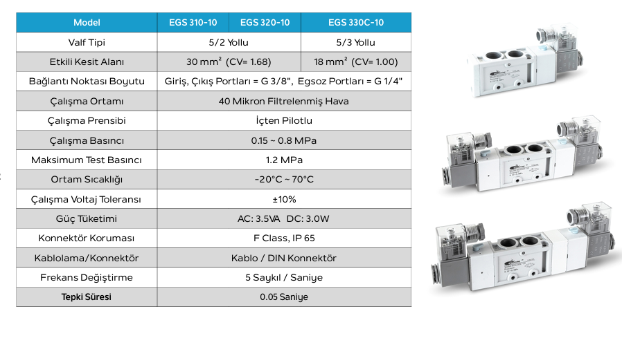 Goldstone EGS310-10-AC220V 3/8''-5/2 Bobin Yay Valf