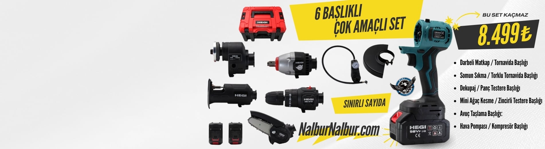 Hegi 6 Başlıklı Çok Amaçlı Şarjlı Set Takımı
